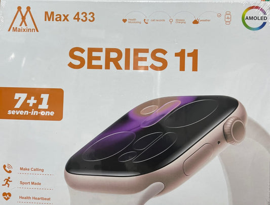 MAX 433 Series 11 (7+1) Smart Watch – Bluetooth Calling, HD Display, Fitness & Health Tracker for Android & iPhone