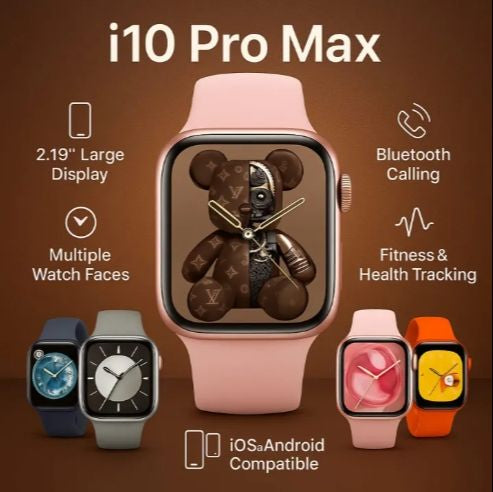 i10 Pro Max Smart Watch – 2.19" HD Display, Bluetooth Calling, Heart Rate & SpO2 Monitor, Fitness Tracker for Android & iPhone