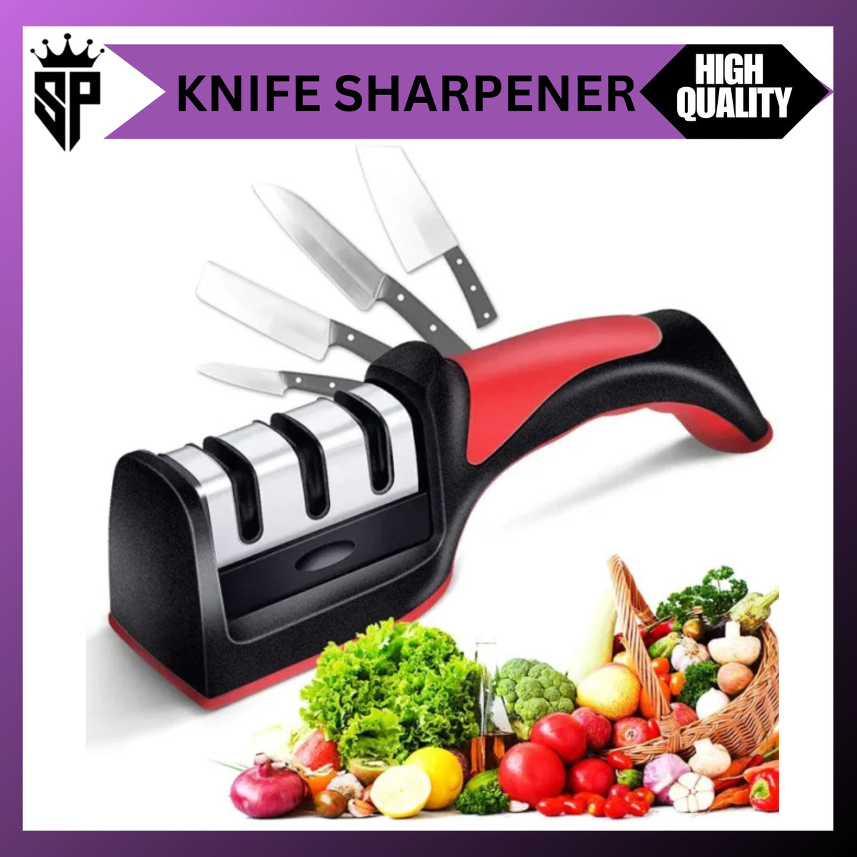 4-in-1 Kitchen Knife Sharpener – Adjustable Manual Knife & Scissor Sharpener with Professional Blade Sharpening Stone
