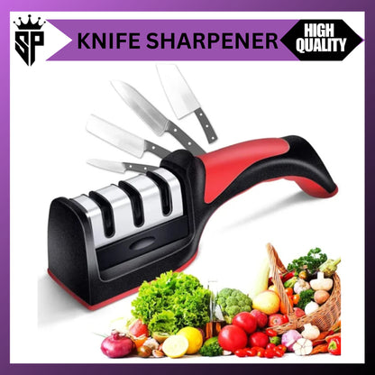 4-in-1 Kitchen Knife Sharpener – Adjustable Manual Knife & Scissor Sharpener with Professional Blade Sharpening Stone
