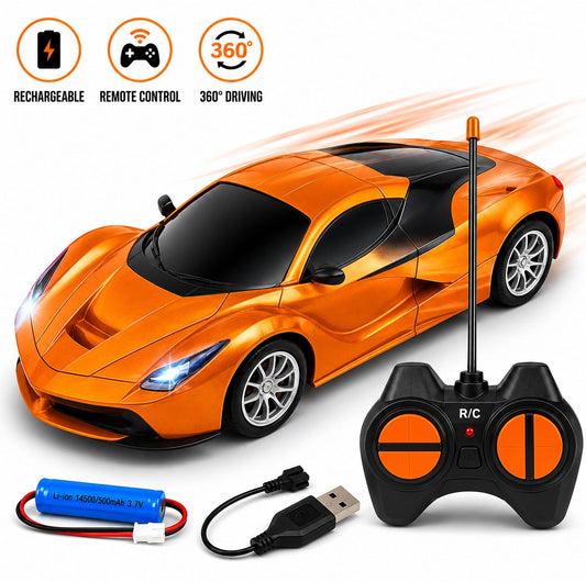 1:20 RC Sports Car – Rechargeable Remote Control Drift Car with LED Headlights, 2.4GHz Racing Toy for Kids