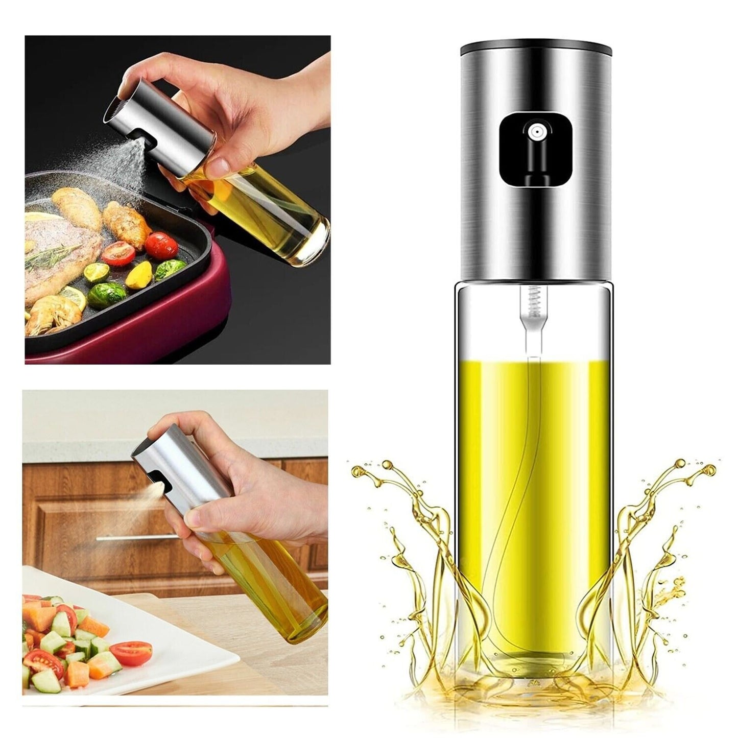 200ml Olive Oil Sprayer Bottle for Cooking – Refillable Fine Mist Oil Spray with Portion Control for Air Fryer, BBQ, Baking, Roasting, Salad & Kitchen