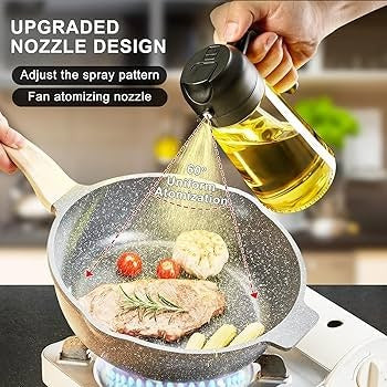 200ml Olive Oil Sprayer Bottle for Cooking – Refillable Fine Mist Oil Spray with Portion Control for Air Fryer, BBQ, Baking, Roasting, Salad & Kitchen