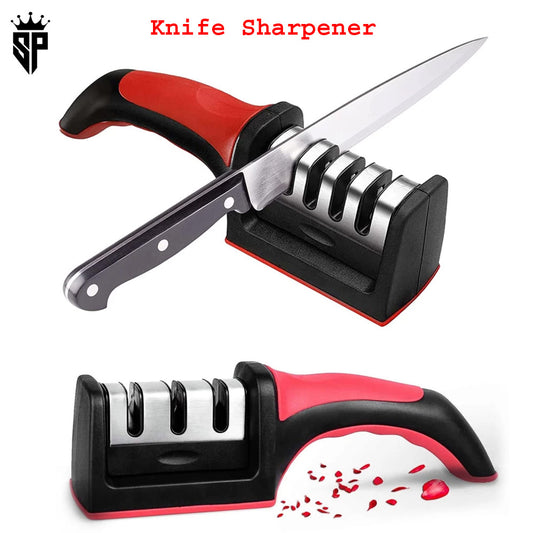 4-in-1 Kitchen Knife Sharpener – Adjustable Manual Knife & Scissor Sharpener with Professional Blade Sharpening Stone
