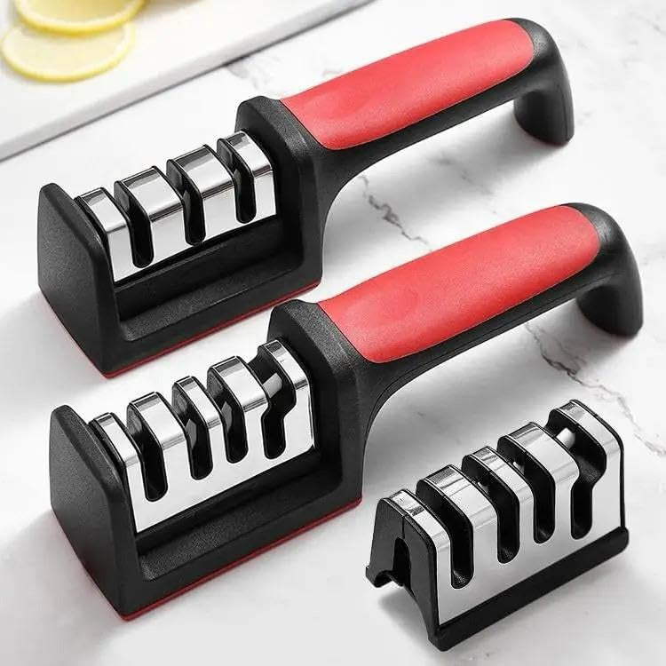 4-in-1 Kitchen Knife Sharpener – Adjustable Manual Knife & Scissor Sharpener with Professional Blade Sharpening Stone