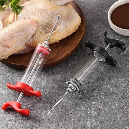 Stainless Steel Meat Injector Syringe 30ml – BBQ Marinade & Seasoning Injector Tool for Turkey, Chicken, Beef, Pork & Lamb