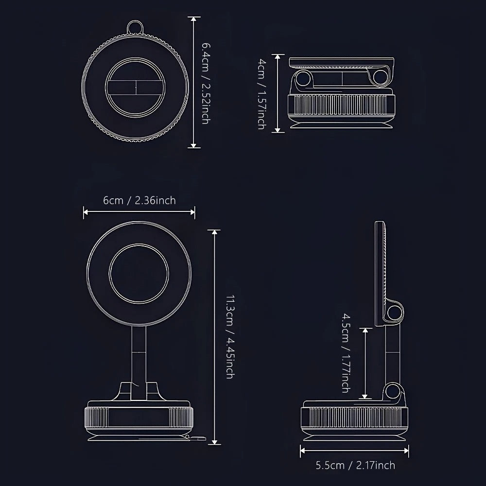 360° Rotating Magnetic Phone Holder – Foldable & Retractable Universal Phone Mount for Car, Mirror, Desk, Bathroom & Travel