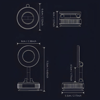 360° Rotating Magnetic Phone Holder – Foldable & Retractable Universal Phone Mount for Car, Mirror, Desk, Bathroom & Travel