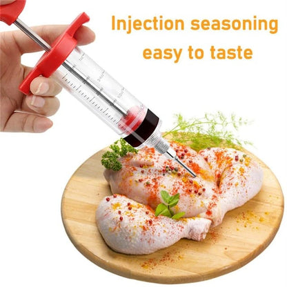 Stainless Steel Meat Injector Syringe 30ml – BBQ Marinade & Seasoning Injector Tool for Turkey, Chicken, Beef, Pork & Lamb