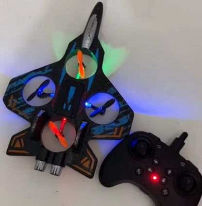 RC Fighter Jet Airplane Toy – Rechargeable Remote Control Aircraft with 360° Stunt Flips, LED Lights & Long-Range Control for Kids