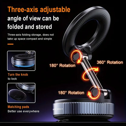 360° Rotating Magnetic Phone Holder – Foldable & Retractable Universal Phone Mount for Car, Mirror, Desk, Bathroom & Travel