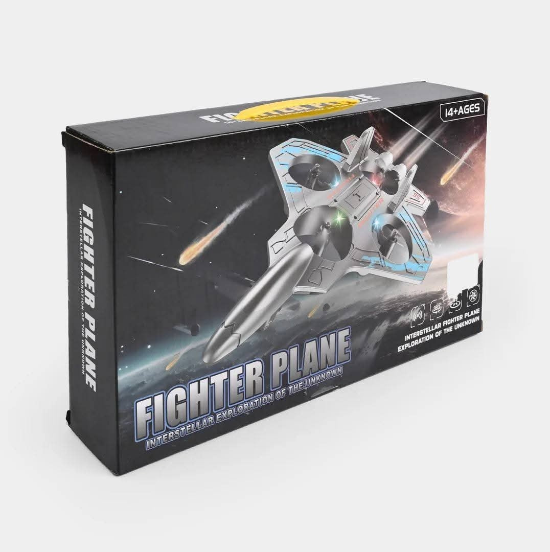 RC Fighter Jet Airplane Toy – Rechargeable Remote Control Aircraft with 360° Stunt Flips, LED Lights & Long-Range Control for Kids