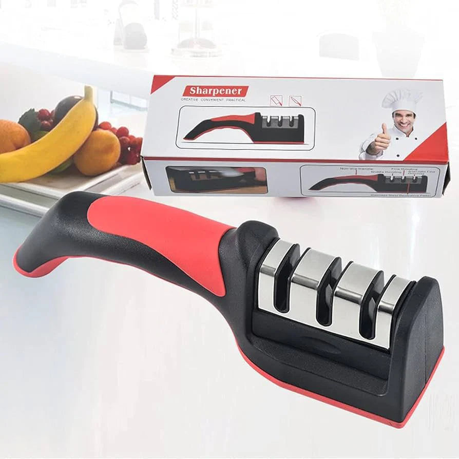 4-in-1 Kitchen Knife Sharpener – Adjustable Manual Knife & Scissor Sharpener with Professional Blade Sharpening Stone