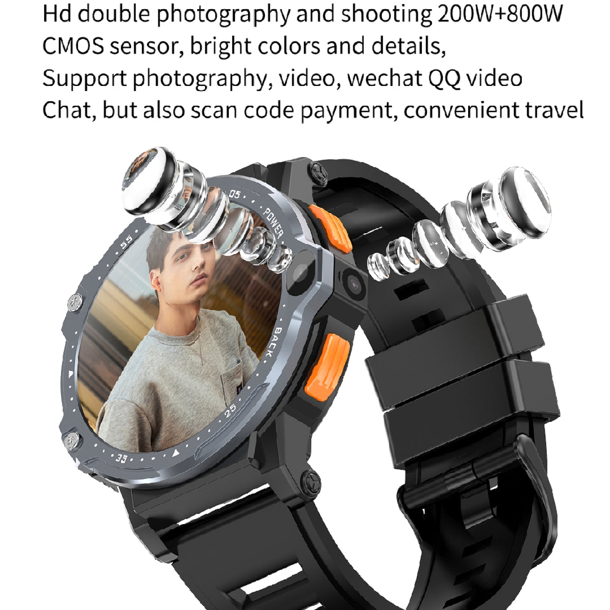 PG999 4G WiFi Smart Watch – Android 8.1, 1.54" HD Display, Dual Camera, Video Calling & 5G SIM Compatible Smartwatch