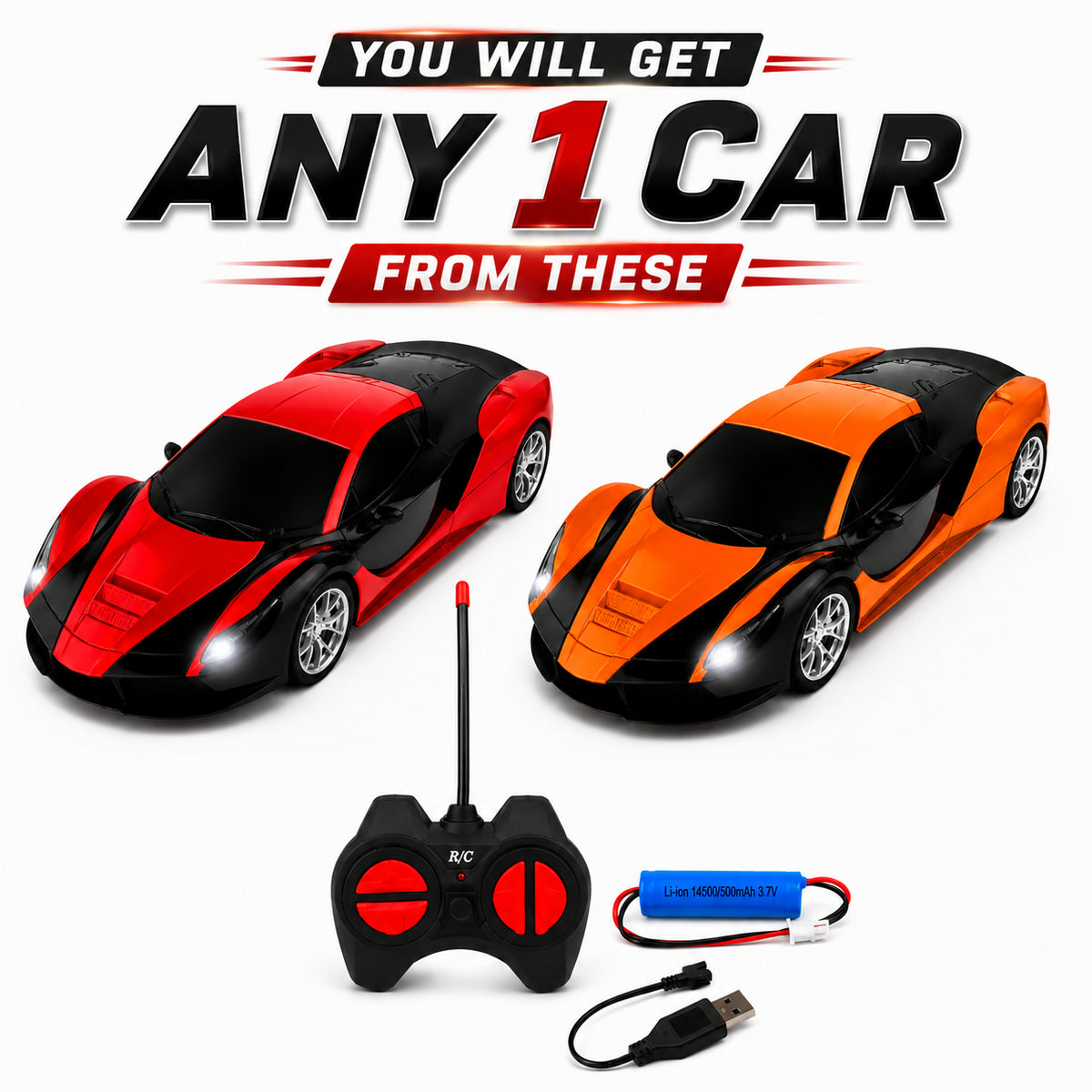 1:20 RC Sports Car – Rechargeable Remote Control Drift Car with LED Headlights, 2.4GHz Racing Toy for Kids